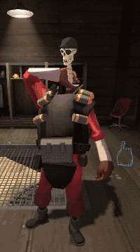 demoman tears out his own skull & upper spine
